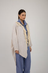 Net cardigan with cotton fringes