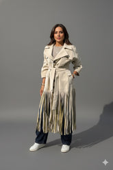 Leather fringed coat
