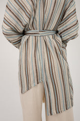 Net cardigan with cotton fringes