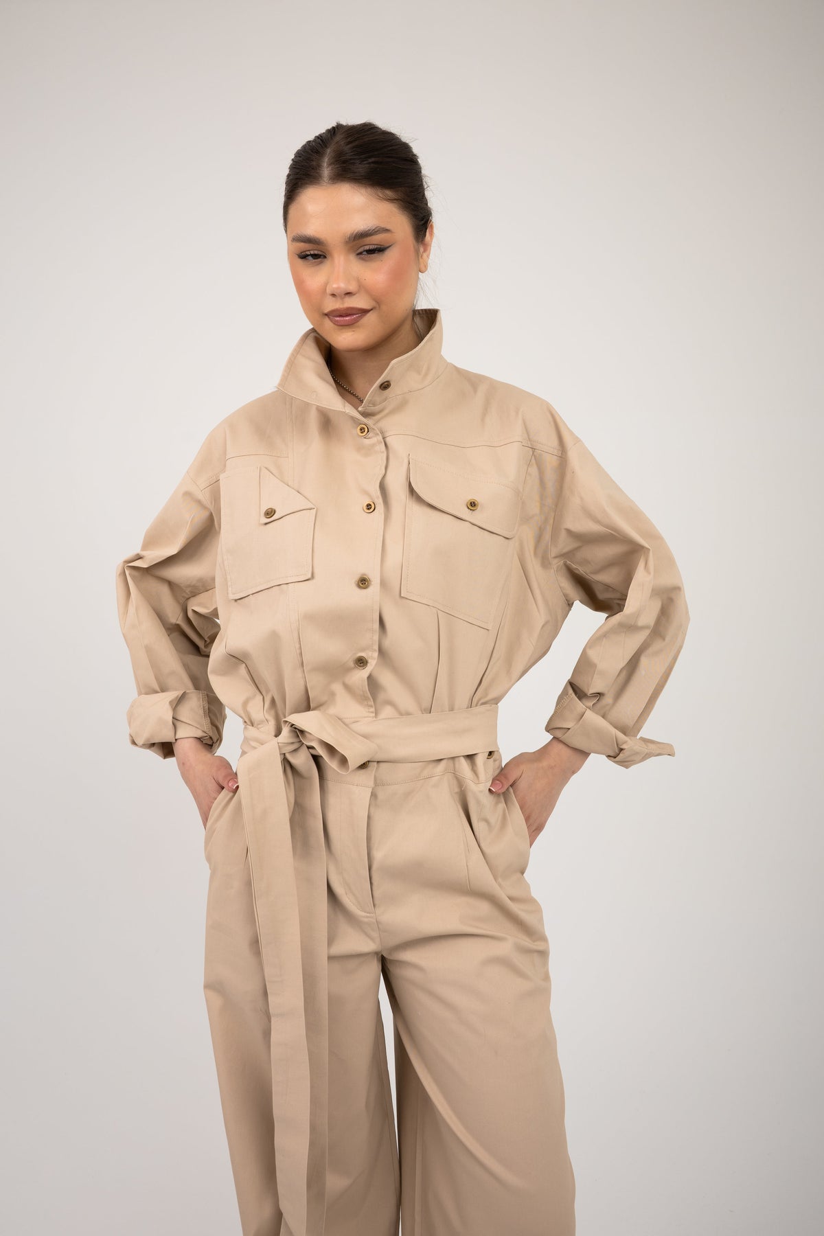 Detachable Jumpsuit -Beige