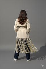 Leather fringed coat